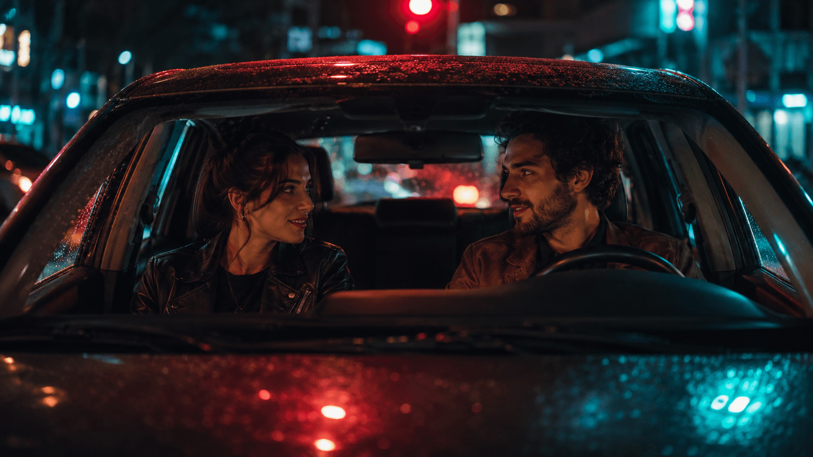 Neon Car Date Portrait
