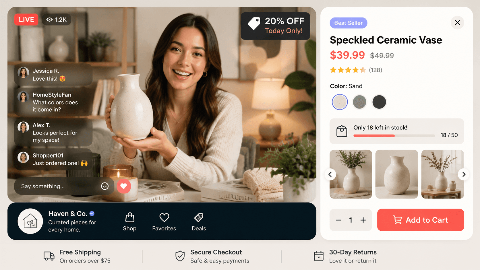 Live Commerce UI Mockup