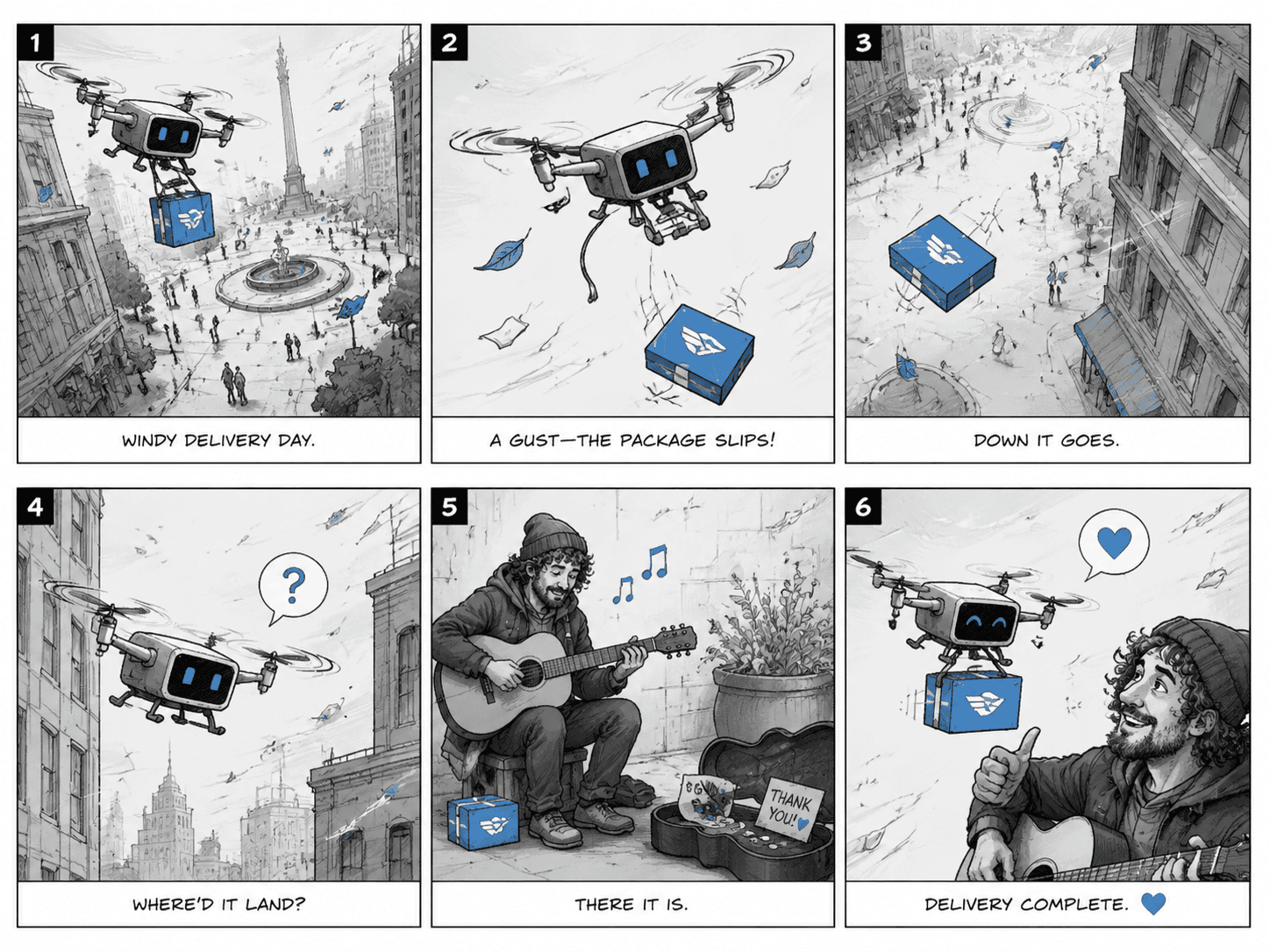 Six-Panel Storyboard Page