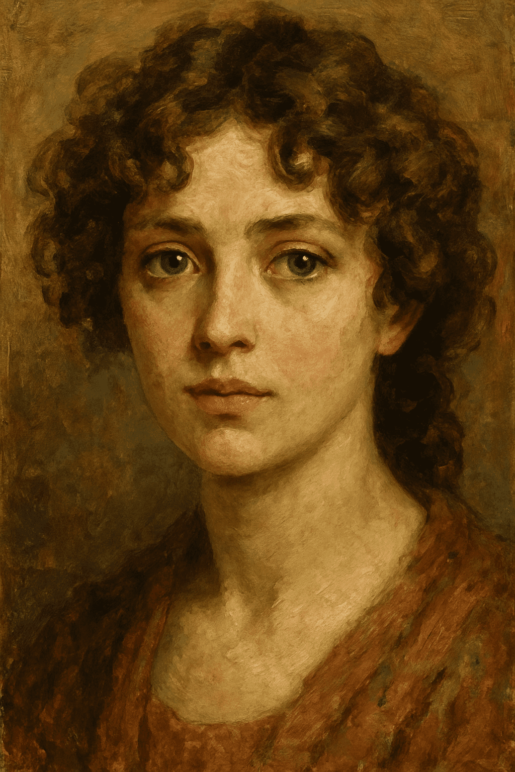 A close-up portrait of a woman oil painting style