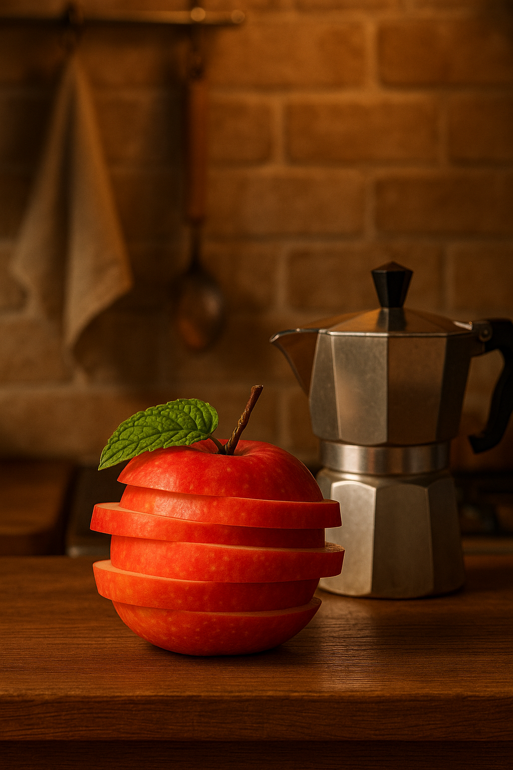 Apple in kitchen scene