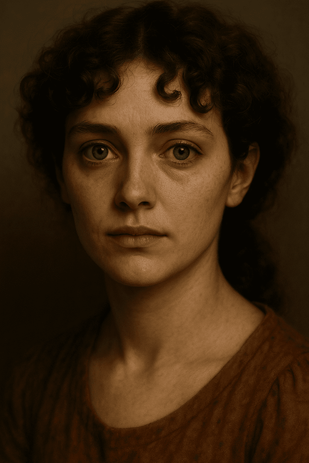 A photorealistic close-up portrait of a woman