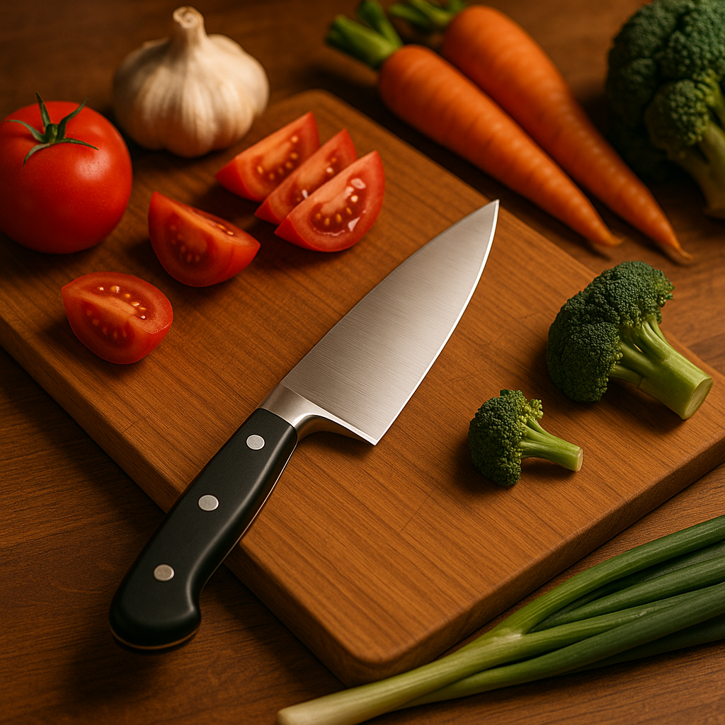 Chef knife in kitchen scene